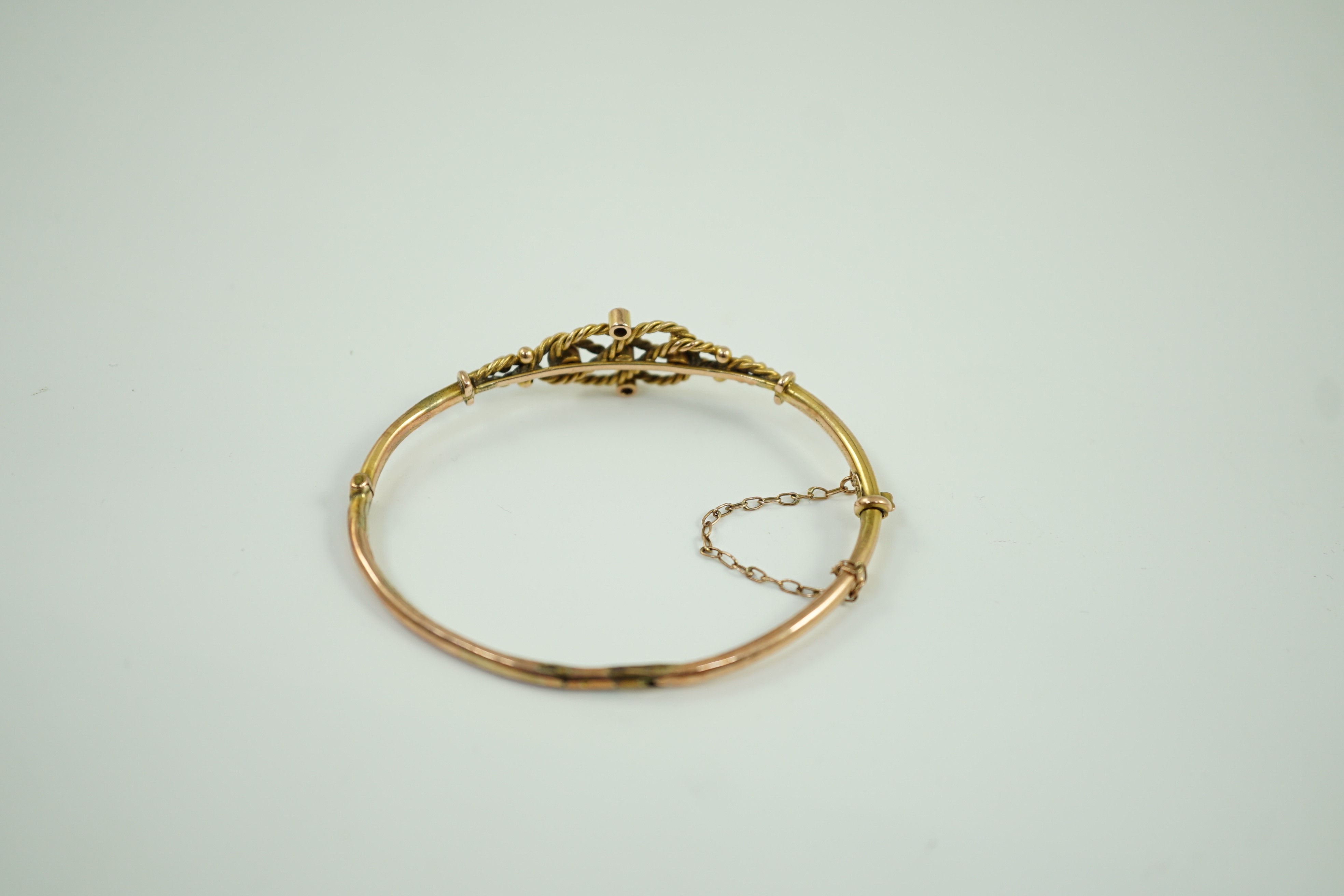 An Edwardian 9ct and gem set bracelet (a.f.), gross weight 7.4 grams.